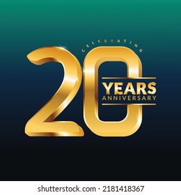 20 años aniversario vectorial patrón de banner.banner de celebración de cumpleaños con números de oro