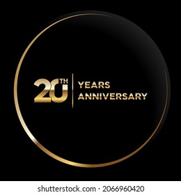 20 years anniversary, vector design for anniversary celebration with gold color on black background, simple and luxury design. logo vector template