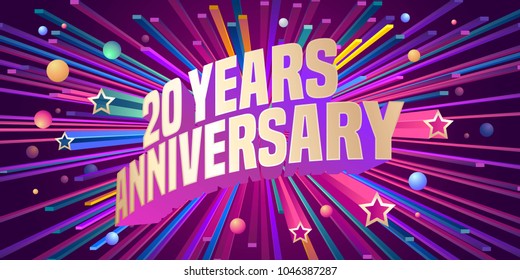 20 years anniversary vector icon, logo. Graphic design element for 20th anniversary birthday greeting card 