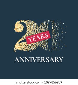 20 years anniversary vector icon,  logo. Graphic design element with golden glitter number for 20th anniversary card 