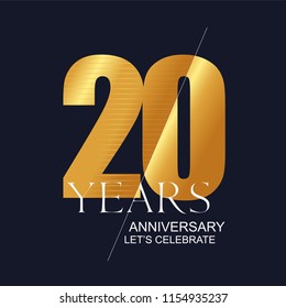 20 years anniversary vector icon, symbol, logo. Graphic design element for 20th anniversary birthday greeting card 