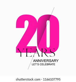 20 years anniversary vector icon, logo. Design element with modern style sign and number for 20th anniversary 