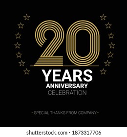 20 years anniversary vector icon, logo. Graphic design element with number and text composition for 20th anniversary.