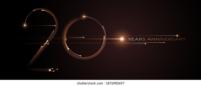 20 years anniversary vector icon, logo. Graphic design element with modern light number on isolated background for 20th anniversary