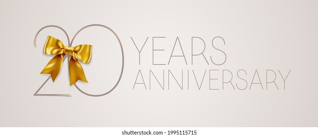 20 years anniversary vector icon, symbol, logo. Graphic background or card for 20th anniversary birthday celebration