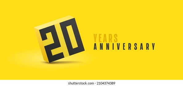 20 Years Anniversary Vector Icon, Logo. Isolated Graphic Number For 20th Anniversary Birthday Card Or Symbol