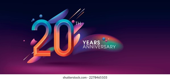 20 years anniversary vector icon, logo. Design element with modern graphic style number for 20th anniversary