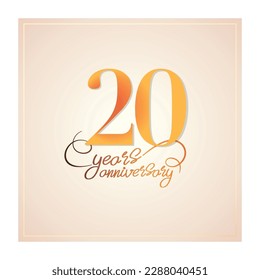 20 years anniversary vector icon, logo. Isolated graphic design with elegant lettering number for 20th anniversary birthday card or symbol