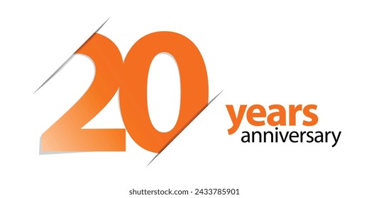 20 years anniversary vector icon, logo. Graphic design element with number and text composition for 20th anniversary. Suitable for card or packaging