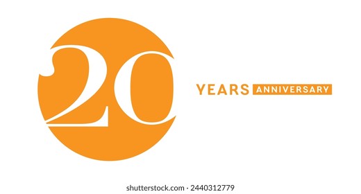 20 years anniversary vector icon, logo. Isolated elegant design with number for 20th anniversary birthday card or symbol