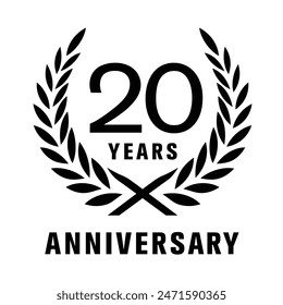 20 years anniversary vector icon, logo. Design element with graphic sign and number for 20th anniversary