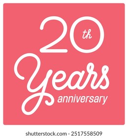 20 years anniversary vector icon, logo. Isolated graphic design with lettering and number for 20th anniversary birthday card or symbol