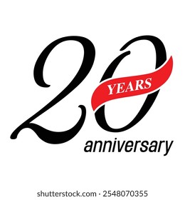 20 Jahre Jubiläum, Vektorsymbol, Symbol, Logo. Grafischer Hintergrund oder Karte mit Neonnummer für die Geburtstagsfeier zum 20. Geburtstag