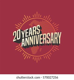 20 years anniversary vector icon,  logo. Graphic design element for decoration for 20th anniversary card