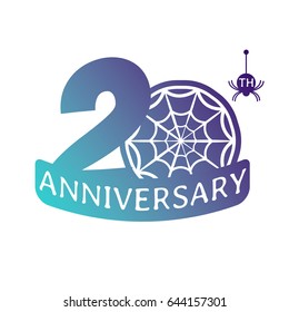 20 years anniversary vector icon with spider web pattern.