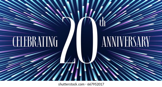 20 years anniversary vector icon,  banner. Graphic design element or logo with abstract background for 20th anniversary