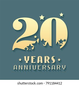 20 years anniversary vector icon, symbol, logo. Graphic design element for 20th anniversary birthday card 