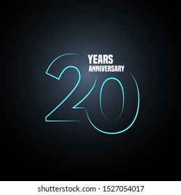 20 Jahre Jubiläum Vektorlogo, Ikone. Grafisches Design-Element mit Neonnummer zum 20. Jubiläum 