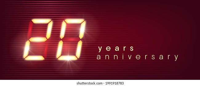 20 years anniversary vector logo, icon. Template banner with electronic numbers for 20th anniversary greeting card