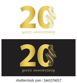 vector de 20 años, estilo para celebración, plantilla de logotipo