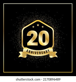 Vector de aniversario de 20 años Tempalate para tarjeta de felicitación, afiche, pancarta o impresión. VEctor Eps10