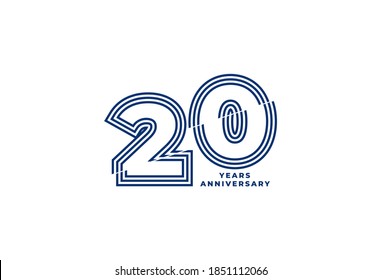 Plantilla vectorial de 20 años con color azul, logotipo de 20 cumpleaños
