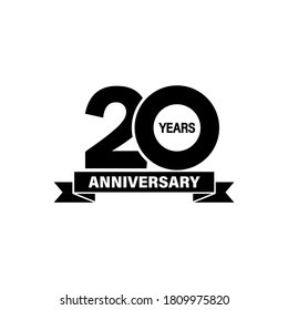 20 years anniveversary banner. Vector on isolated white background. EPS 10