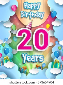 20 Years Birthday Celebration Design Greeting Stock Vector (Royalty ...