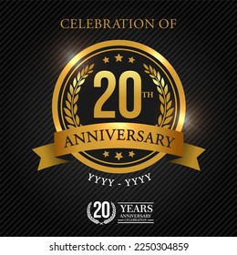 20 years celebration anniversary logo vector isolated on black background