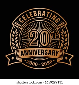 20 años de diseño de celebraciones. Logo número 20. Vector e ilustraciones.
