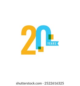 20 Years colorful Anniversary Number Collection Design Vector Template Illustration