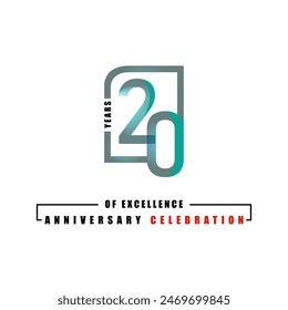 20 years of excelence anniversary celebration 3d vector template design illustration