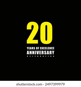 20 Years of excelence anniversary celebration vector template design illustration