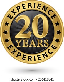 20 Years Experience Gold Label, Vector Illustration 