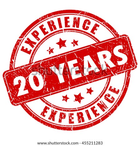 20 years experience rubber stamp vector illustration isolated on white background