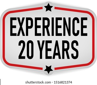 20 YEARS EXPERIENCEOval sticker paper label vector o a white background