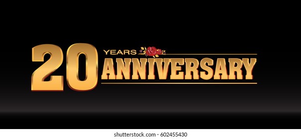 20 Years gold anniversary celebration logo, anniversary for celebration, birthday, wedding and party