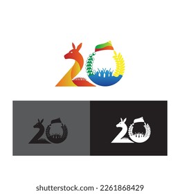 20 Years Kangaroo Vector Illustration