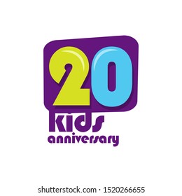 20 Years Kids Anniversary Vector Template Design Illustration