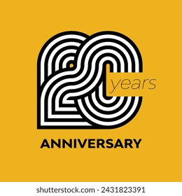 20 Years Retro Anniversary Vector Template Design Illustration