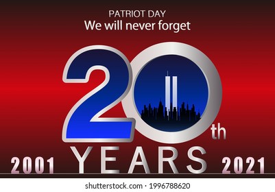 20 years from September 11, 2001　Red background-landscape.