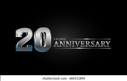 20 Years silver anniversary celebration logo, anniversary for celebration, birthday, wedding and party