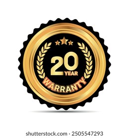 20 years warranty badge and warranty seal stamp for warranty packaging sticker