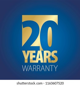 20 Years Warranty gold blue logo icon button stamp vector