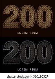200 ,abstract luxury font, Designed using gold and black line square, geometric shape, graphic vector.