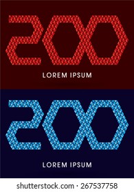 200 ,Abstract Number, font, designed using red and blue geometric shape on dark background,graphic, vector.