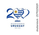 200 anos logo, Bicentenario Uruguay 1825-2025. Translation from spanish - 200 years, Bicentennial of Uruguay. Uruguayan independence was proclaimed on 25 August 1825