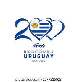 200 anos logo, Bicentenario Uruguay 1825-2025. Translation from spanish - 200 years, Bicentennial of Uruguay. Uruguayan independence was proclaimed on 25 August 1825