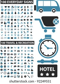 200 business & travel icons set, vector illustrations