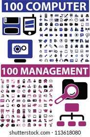 200 computer & management icons set, vector